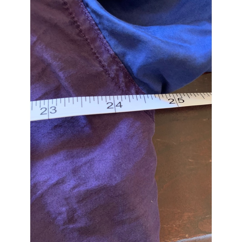 In Private Vintage 100% Silk Colorblock Button Down Shirt Large Blue Purple - Picture 5 of 7